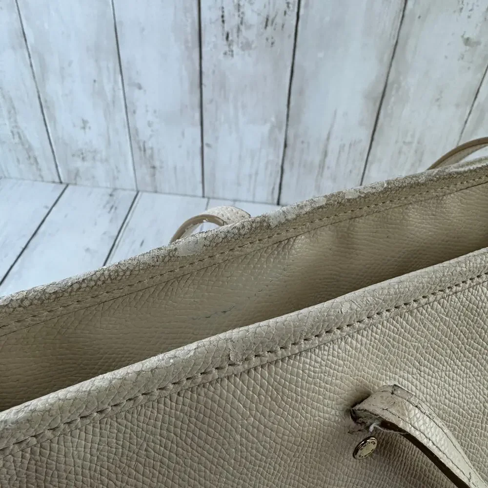 Coach Chalk Ivory Crossgrain Leather Street Zip Tote Shoulder Bag Top-Zip Purse - Picture 6 of 16